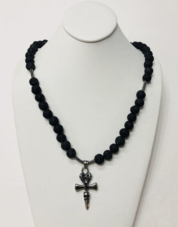 Triple Skull Cross Necklace  